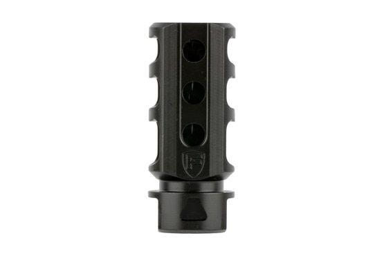 Fortis RED mod 2 nitrided muzzle brake is machined from 4140 chrome moly steel for 1/2x36 threaded 9mm barrels